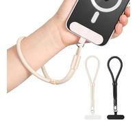 MoKo Lot de 2 bracelets pour poignet, cordon réglable pour téléphone avec attache, bracelet mains libres pour iPhone et la plupart des smartphones, Noir & Camel