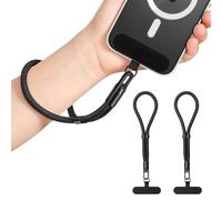 MoKo Lot de 2 bracelets pour poignet, cordon réglable pour téléphone avec attache, bracelet mains libres pour iPhone et la plupart des smartphones, Noir + Noir