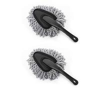 Moko Lot de 2 brosses de Nettoyage en Microfibre Super Douce pour Tableau de Bord de Voiture, Moto, Tableau de Bord, Grille d'aération - Gris
