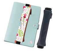 MoKo Lot de 2 Trousses à Crayons en Cuir synthétique avec Bande élastique, Porte-Stylo, carnet de Notes, Fournitures Scolaires pour l'école et Le Bureau, imprimé et Bleu foncé