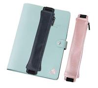 MoKo Lot de 2 Trousses à Crayons en Cuir synthétique avec Bande élastique, Porte-Stylo, carnet de Notes, Fournitures Scolaires pour l'école et Le Bureau, Or Rose et Bleu foncé