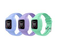MoKo Lot de 3 Bracelets Compatible avec Garmin Vivofit jr. 3 pour Enfants, Bande de Montre de Remplacement en Silicone, Vert + Violet + Bleu