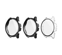 MoKo Lot de 3 PC Coque Compatible avec Amazfit GTR 3/GTR 3 Pro avec Protecteur d'Écran en Verre Trempé Couverture Complète, Étui de Protection Anti-Rayures pour Montre - Noir/Noir/Clair