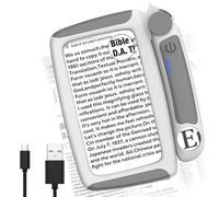 MoKo Loupe avec Lumière, 5X/20X/45X Loupe de Lecture Type C Rechargeable, Éclairée avec 3 Modes de Luminosité pour Les Pères, Grands-Parents, Personnes Âgées Qui Aiment Les Livres, Gris