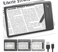 MoKo Loupe Éclairée, Grande Loupe de Lecture Pleine Page 5X avec Lumière LED, Loupe de Page de Livre avec Support Léger, Loupe de Poche pour Personnes Âgées, Parents Âgés, Seniors, Basse Vision, Noir