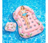 MoKo Matelas Gonflable Piscine de Bronzage, 185 * 127cm, Flamant Rose