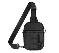 MoKo Petit sac à bandoulière pour homme, mini sac à bandoulière tactique EDC résistant à l'eau avec compartiments pour cartes RFID pour le sport, la randonnée, les voyages et le travail, Noir