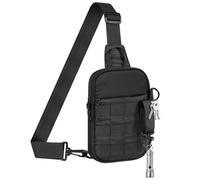 MoKo Petit sac à bandoulière pour homme, mini sac utilitaire EDC résistant à l'eau, sac à bandoulière avec blocage RFID et emplacements pour cartes pour le sport, la randonnée, les voyages, le travail