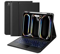 MoKo Porte-Crayon Intégré, iPad Pro 13 Pouces Coque Clavier Bluetooth Détachable avec Rétroéclairage & Pavé Tactile, Étui Clavier pour Nouvel iPad Pro 13 Pouces 2024/2025 Version, Noir