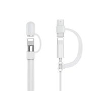 MoKo Porte-crayon pour Apple Pencil 1ère Génération, Prime Elastique Pencil Capuchone Lighting Connecteur pour Câble USB et Capuchon Crayon, Étui Léger en Silicone pour Apple Pencil Accessoires, Blanc