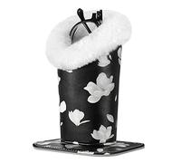 MoKo Porte-Lunettes, Support de Rangement Magnétique Domestique pour Lunettes, Étui de Lunette Anti-Rayures Anti-poussière en Cuir PU avec Doublure en Velours Moderne, Magnolia Noir & Blanc