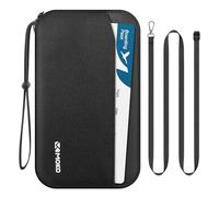 MoKo Porte-Passeport Familial pour 5 avec Sangle Et Support AirTag, Portefeuille De Voyage RFID avec Stylo Et Fentes pour Cartes, Organiseur De Documents De Voyage pour Billets, Pièces, Clés, Noir