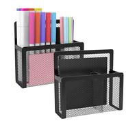 MoKo Porte-stylo Magnétique pour Tableau Blanc, 2PCS Support Crayon Magnétique en Filet, Porte-crayons Magnétiques pour Réfrigérateur l'école, le bureau, la maison - Noir