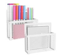 MoKo Porte-stylo Magnétique pour Tableau Blanc, 2PCS Support Crayon Magnétique en Filet, Porte-crayons Magnétiques pour Réfrigérateur l'école, le Bureau, la Maison - Blanc
