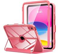 MoKo pour iPad 11 Pouces (A16) 11e Generation 2025/iPad 10e Generation 2022 10,9 Pouces, avec portecrayon, Protection d’écran intégrée, Dos Transparent, Support Multi-Angles,Pastèque Rouge