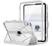 MoKo pour iPad 11 Pouces (A16) 11e Generation 2025/iPad 10e Generation 2022 10,9 Pouces, avec portecrayon, Protection d’écran intégrée, Dos Transparent, Support Multi-Angles, Gris Clair