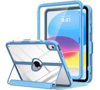 MoKo pour iPad 11 Pouces (A16) 11e Generation 2025/iPad 10e Generation 2022 10,9 Pouces, avec portecrayon, Protection d’écran intégrée, Dos Transparent, Support Multi-Angles, Bleu Ciel Ensoleillé