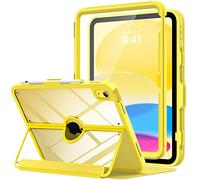 MoKo pour iPad 11 Pouces (A16) 11e Generation 2025/iPad 10e Generation 2022 10,9 Pouces, avec portecrayon, Protection d’écran intégrée, Dos Transparent, Support Multi-Angles, Jaune