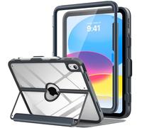 MoKo pour iPad 11 Pouces (A16) 11e Generation 2025/iPad 10e Generation 2022 10,9 Pouces, avec portecrayon, Protection d’écran intégrée, Dos Transparent, Support Multi-Angles, Gris Sidéral