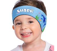 MoKo Protection Auditive Enfant, Bandeau d'oreilles Sport Nautique, Élastique, Néoprène, Âge 3-9, Requin Bleu Clair-Bleu
