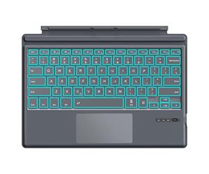 MoKo QWERTY Clavier Compatible avec Microsoft Surface Pro 7 Plus/Clavier sans Fil Bluetooth pour Tablette avec Rétro-éclairage LED à 7 Couleurs & Pavé Tactile, Gris