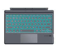 MoKo QWERTY Clavier Compatible avec Microsoft Surface Pro 7 Plus/Pro 7/Pro 6/Pro 5/Pro 4/Pro 3, Clavier sans Fil Bluetooth pour Tablette avec Rétro-éclairage LED à 7 Couleurs & Pavé Tactile, Gris