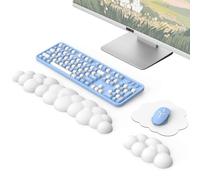 MoKo Repose-Poignets Nuage, Repose-Poignets Clavier Ergonomique avec Tapis de Souris, Repose-Souris et Repose-Poignets en Cuir PU pour Bureau, Jeu, Ordinateur, Ordinateur Portable, Blanc