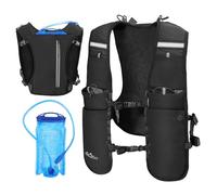 MoKo Running Hydration Vest, Sac à Dos de Course à Pied léger avec vessie d'eau de 1,5L, Sac à Dos de Course à Pied Ajustable et Respirant pour Hommes Femmes avec Poches pour Cyclisme Marathon, Noir