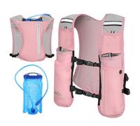 MoKo Running Hydration Vest, Sac à Dos de Course à Pied léger avec vessie d'eau de 1,5L, Sac à Dos de Course à Pied Ajustable et Respirant pour Hommes Femmes avec Poches pour Marathon, Rose
