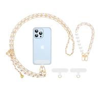 MoKo Sac à bandoulière, chaîne universelle, la plupart des smartphones, 1 sangle de cou, 1 dragonne, 2 écussons, blanc