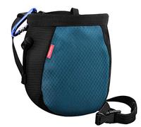 MoKo Sac à magnésie d'escalade avec Ceinture réglable et Mousqueton avec Cordon de Serrage pour Escalade, haltérophilie, Gymnastique, Crossfit - Noir et Bleu Roi