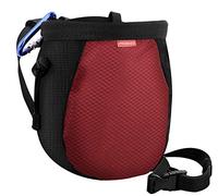 MoKo Sac à magnésie d'escalade, Sac de magnésie avec Ceinture réglable et Clip Mousqueton, Sac à magnésie pour Escalade, haltérophilie, Gymnastique, Crossfit - Noir et Rouge