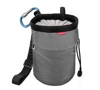 MoKo Sac à Magnésie, Sac à Magnésie d'escalade Professionnel avec Ceinture Réglable et Poche Arrière Zippée, Sac de Sport de Musculation pour Haltérophilie/Gymnastique/Alpinisme - Gris