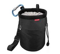 MoKo Sac à Magnésie, Sac à Magnésie d'escalade Professionnel avec Ceinture Réglable et Poche Arrière Zippée, Sac de Sport de Musculation pour Haltérophilie/Gymnastique/Alpinisme - Noir