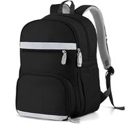 MoKo Sac Femme, Sac à Dos Multipoches pour Ordinateur 15,6", Sac Sport en Polyester Résistant à l'eau Antivol avec Compartiment à Chaussures, Sac Multifonction pour Voyage Gym Travail, Noir/Gris