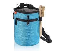 MoKo Sac Magnésie pour Escalade, Sac de Craie avec Brosse à Craie, Sac Poudre de Magnésium avec 2 Grandes Poches Zippées, Sac à Magnésie Réglable pour Haltérophilie/Gymnastique/Alpinisme, Bleu Clair