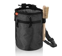 MoKo Sac Magnésie pour Escalade, Sac de Craie avec Brosse à Craie, Sac Poudre de Magnésium avec 2 Grandes Poches Zippées, Sac à Magnésie Réglable pour Haltérophilie/Gymnastique/Alpinisme, Noir