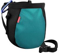 Moko Sac Magnésie pour Escalade, Sac de Craie avec Ceinture Réglable et Poche Arrière Zippée, Sac Poudre de Magnésium pour Haltérophilie/Gymnastique/Alpinisme - Noir & Bleu Clair