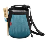MoKo Sac Magnésie pour Escalade, Sac de Craie avec Ceinture Réglable et Poche Arrière Zippée, Sac Poudre de Magnésium pour Haltérophilie/Gymnastique/Alpinisme, Noir+Bleu Clair