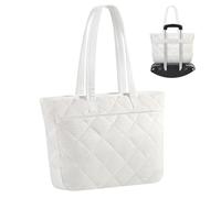 MoKo Sac matelassé, Sac fourre-Tout matelassé pour Femmes Grand Sac gonflé, Sac d’infirmière matelassé, Transport matelassé pour Ordinateur Portable avec Plusieurs Poches,Blanc Laiteux