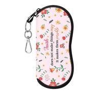 MoKo Sac Souple de Lunettes de Soleil, [Ultra léger] Néoprène Housse de Stockage des Lunettes avec Clip de Ceinture pour Lunettes, Sacoche de Transport pour Clés, Crayons, Cartes, Fleurs Roses