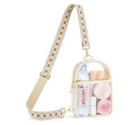 MoKo Sac Transparent Approuvé par Les Stades, Sac à Bandoulière avec Bandoulière Réglable, Sac à Main Pochette à Bandoulière Imperméable pour Concerts, Événements, Jeux Sportifs, Voyage, Plage - Beige