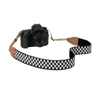 MoKo Sangle pour Appareil Photo pour Canon,Fuji,Nikon,Olympus,Pentax,Sony | Sangle pour Caméra pour Appareils Photo Numériques DSLR, Sangles Réglables pour le Cou et L'épaule, Noir Blanc à Carreaux