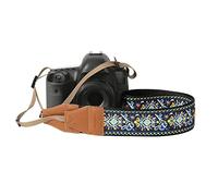 MoKo Sangle pour Appareils Photo, Bandoulière Universelle Réglable Vintage Tissée, Courroie avec Fleurs Brodées pour Caméscope Jumelles Appareil Photo Numérique Nikon/Canon/Sony/Minolta, Bleu Vintage