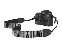 MoKo Sangle pour Caméra, Ceinture de Cou en Toile de Coton Tressée avec Bandoulière Réglable pour Tous Les Appareils Photo Numériques DSLR Canon, Fuji, Nikon, Olympus, Pentax, Sony - Noir & Blanc