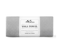 MoKo Serviette de Hot Yoga, 74,4"×27,3" Serviette de Tapis de Yoga Antidérapante avec Points d'Adhérence et Poches de Coin pour Pilates, Fitness, Méditation, Couverture de Plage, Gris, 1 Paquet