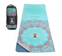 MoKo Serviette de Yoga, Tapis de Yoga Antidérapant et à Séchage Rapide avec Coins de Fixation, Couverture de Yoga Souple avec Motif d'impression pour Différents Exercices de Yoga, Lotus du Sacré-Cœur