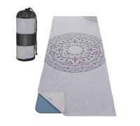 MoKo Serviette de Yoga, Tapis de Yoga Antidérapant et à Séchage Rapide avec Coins de Fixation, Tapis Souple avec Motif d'Impression pour Différents Exercices, Gris