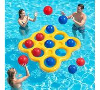 MoKo Set de Jeu Aquatique Tic-Tac-Toe pour Piscine, Bouée de Piscine Gonflable avec 10 Balles, Jeux pour Fêtes Familiales Plage Extérieur Adultes Adolescents Enfants 2-10 Joueurs, Jaune