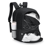MoKo Soccer Bag Backpack, sac à dos de basket-ball pour hommes et femmes avec compartiments séparés pour le ballon et les chaussures,sac d'équipement sportif pour vêtements, chaussures, tablettes,Noir